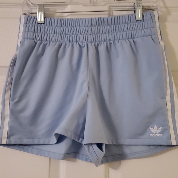adidas Pants - Adidas High Rise Classic 3 Stripe Shorts Blue